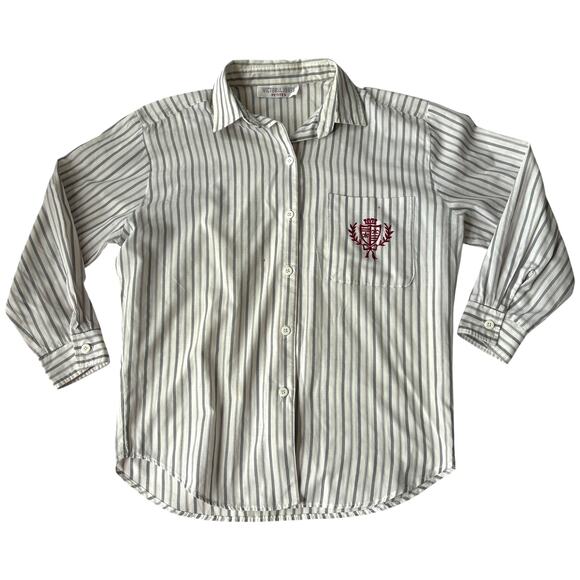 Victoria Jones Petite Striped Button-Down Shirt - Picture 1 of 9